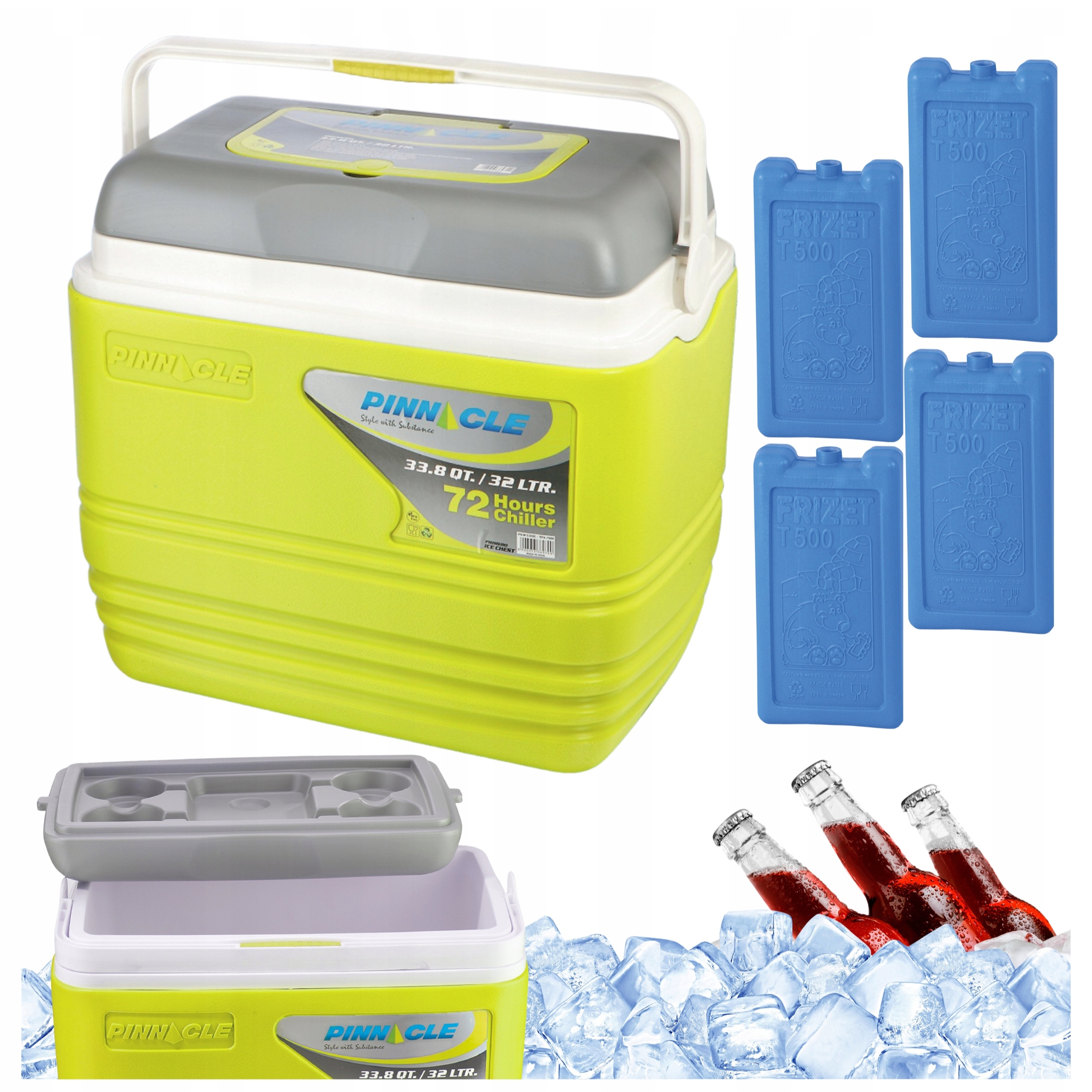 Přenosná turistická lednička Pinnacle TPX7000 32L zelená a 4 náplně 500 ml