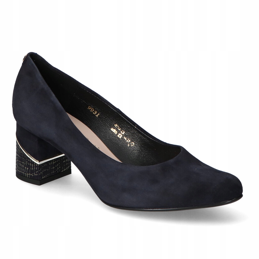 Módní lodičky Sala Tmavě modré Semišové na sloupku