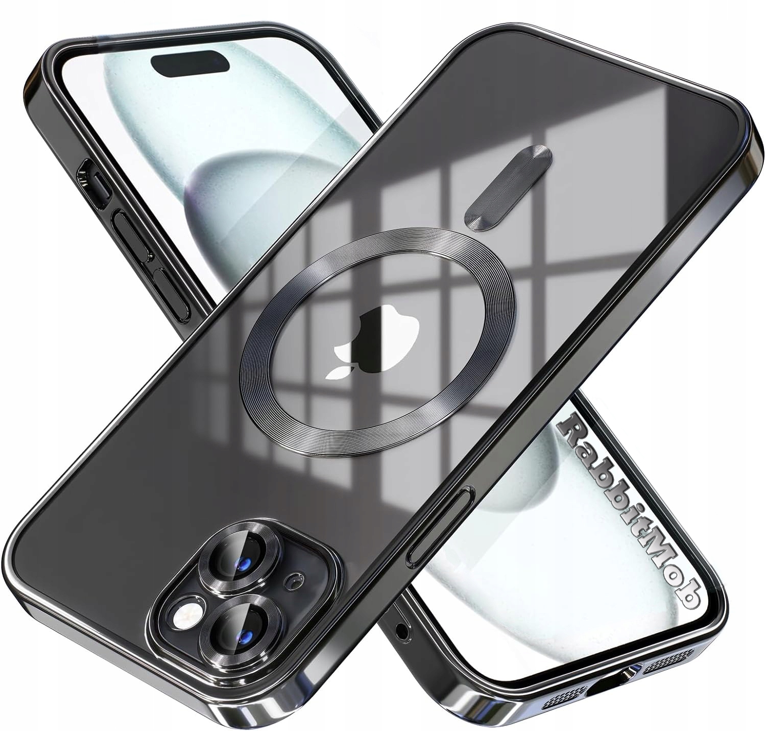 ETUI DO IPHONE 13 PRZEŹROCZYSTE OCHRONA APARATÓW DO MAGSAFE | CZARNY