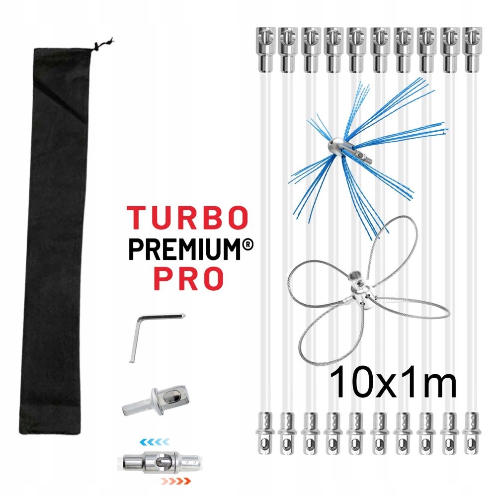 Rotačná kefa na čistenie komína Plus Turbo Premium Pro 10m