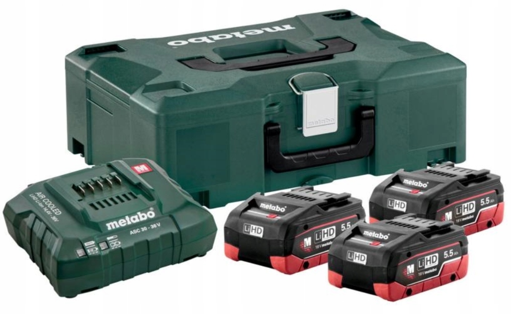 METABO ZESTAW AKUMULATORÓW 3 x 5.5Ah LIHD + ŁADOWARKA ASC 30-36 V + WALIZKA