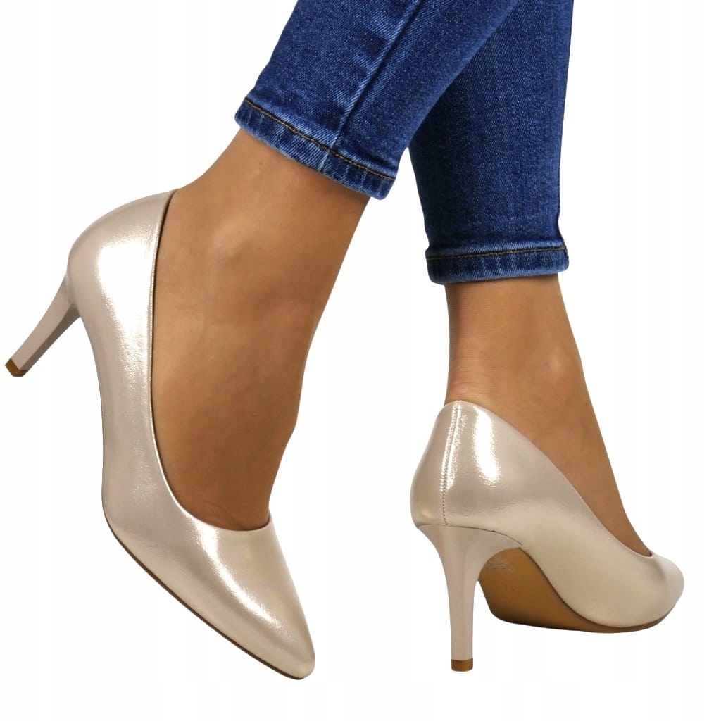Lodičky Elegantní Pohodlné Podpatky Nová Barva Saténová Zlatá Módní
