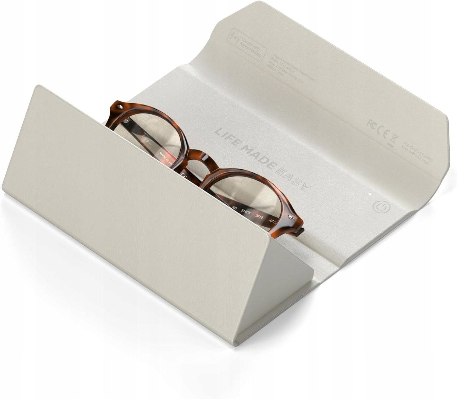 Satechi Pouzdro na brýle s Apple FindMy Vegan-Leather FindAll, béžové