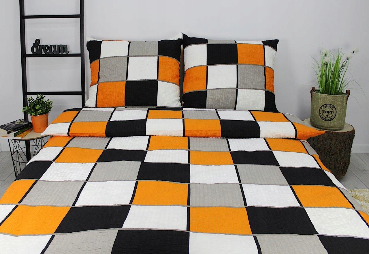 

Pościel z kory Extra 160x200 100% kratka pomarańcz