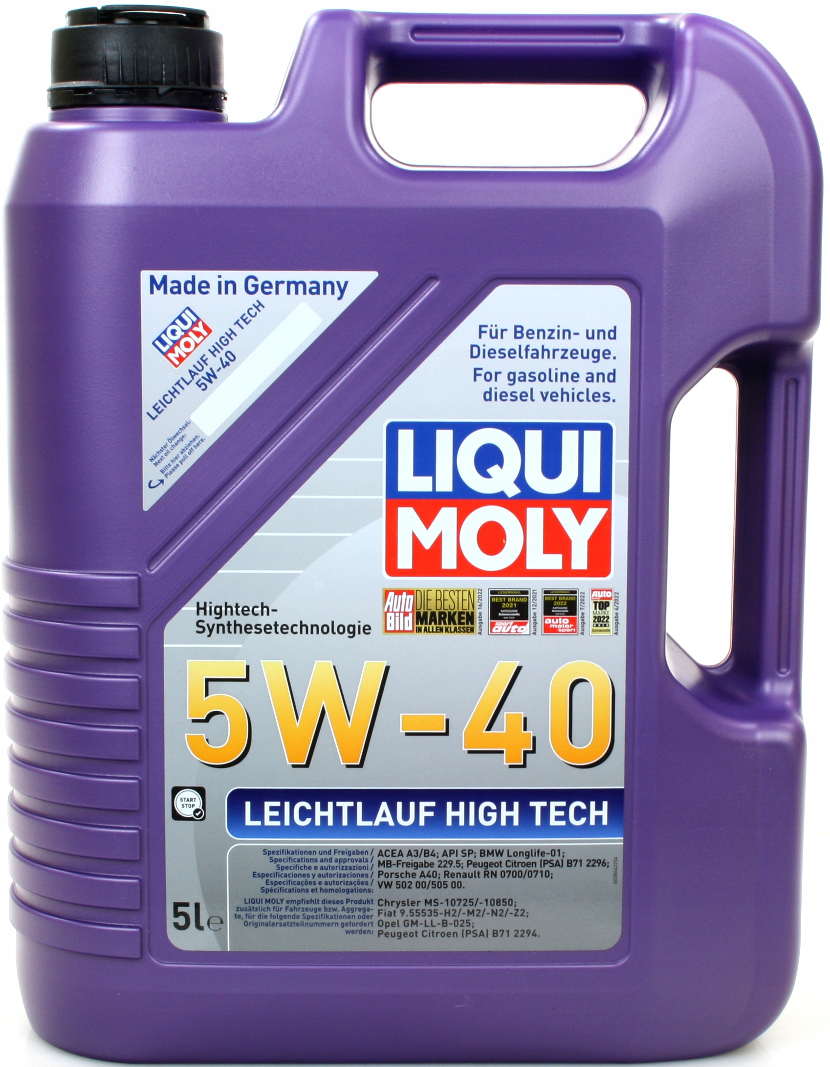 

Olej Liqui Moly 5W40 Leichtlauf High Tech 5L