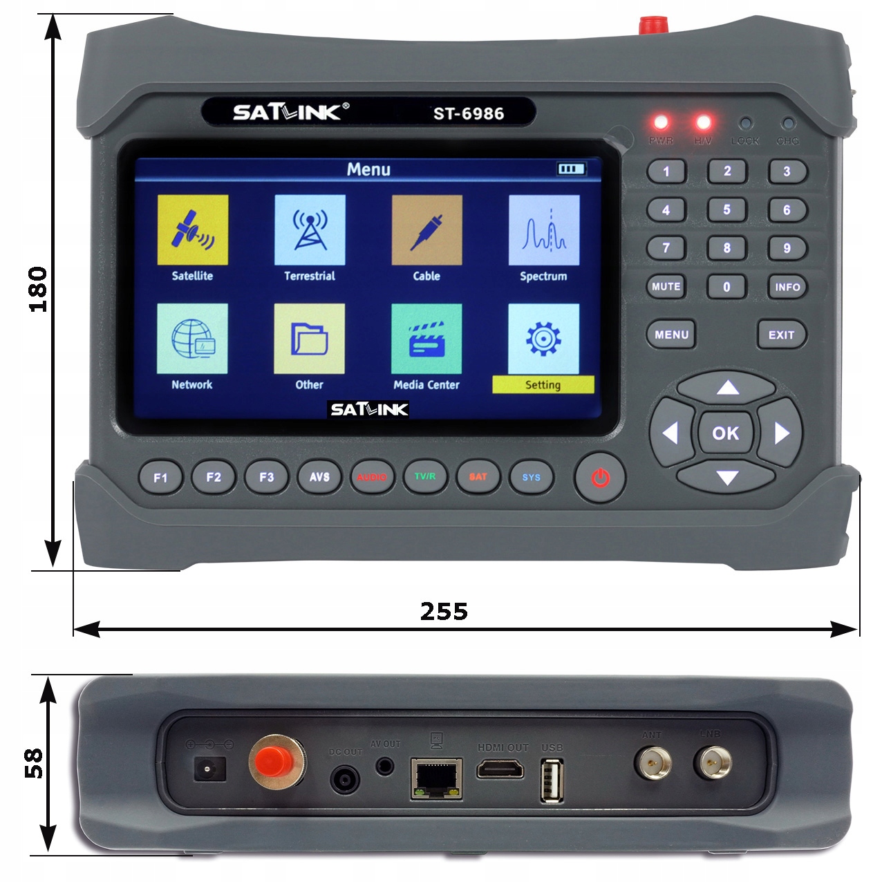 Miernik SATLINK ST-6986 DVB-T/T2/C DVB-S/S2 ŚWIATŁOWÓD PODGLĄD SIGNAL Marka bez marki