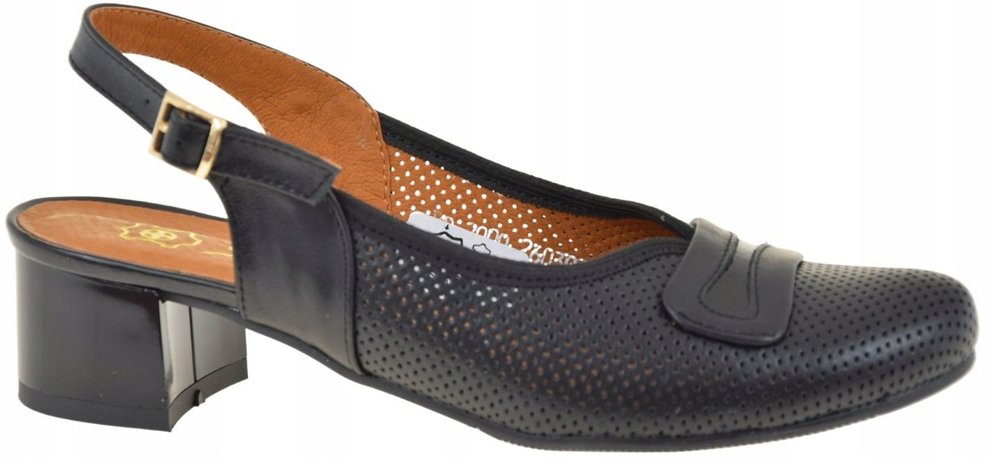 Elegantní dámské kožené lodičky s odkrytou patou černé Góral 2000 VEL.41