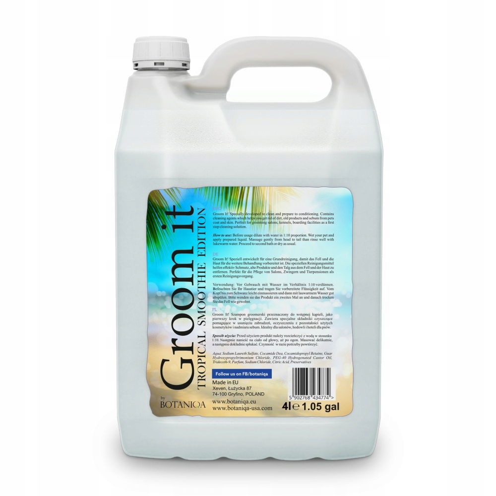 Botaniqa Groom It Tropical Smoothie 4 l szampon do pierwszego mycia
