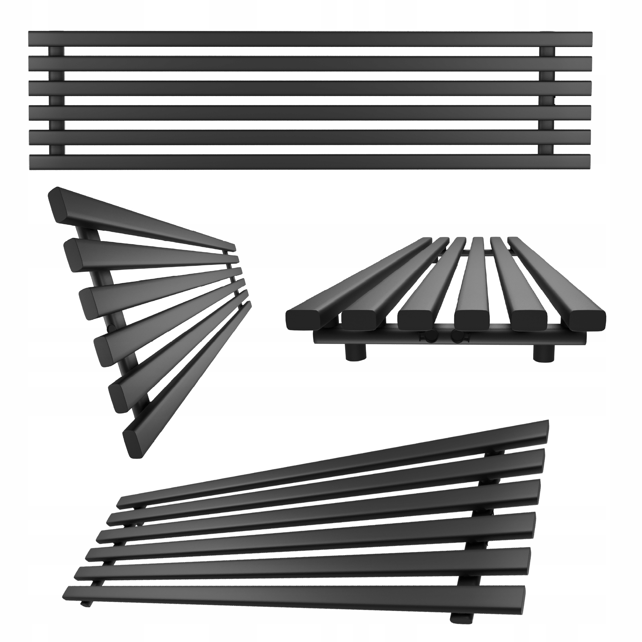 Horizontální radiátor HORYZONT6 45x180 černý lesk