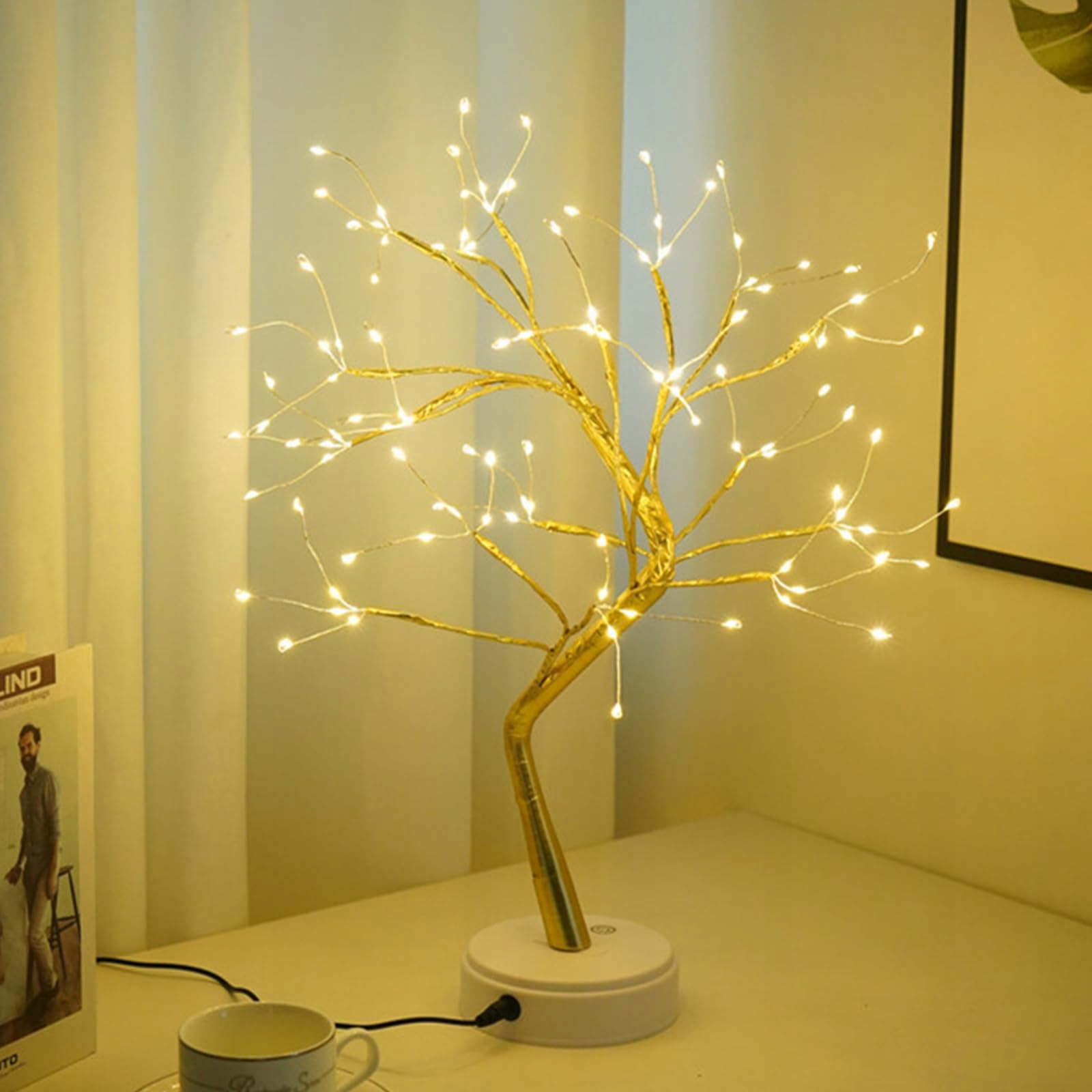 Kinamy Drzewko Bonsai Led Regulowana Lampka Dekoracyjna — miniatura 2