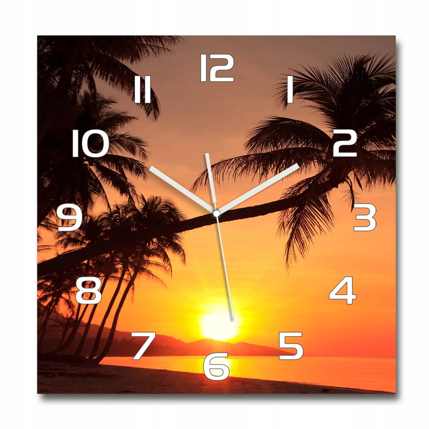 

Cichy szklany zegar Zachód słońca plaża 60x60 cm
