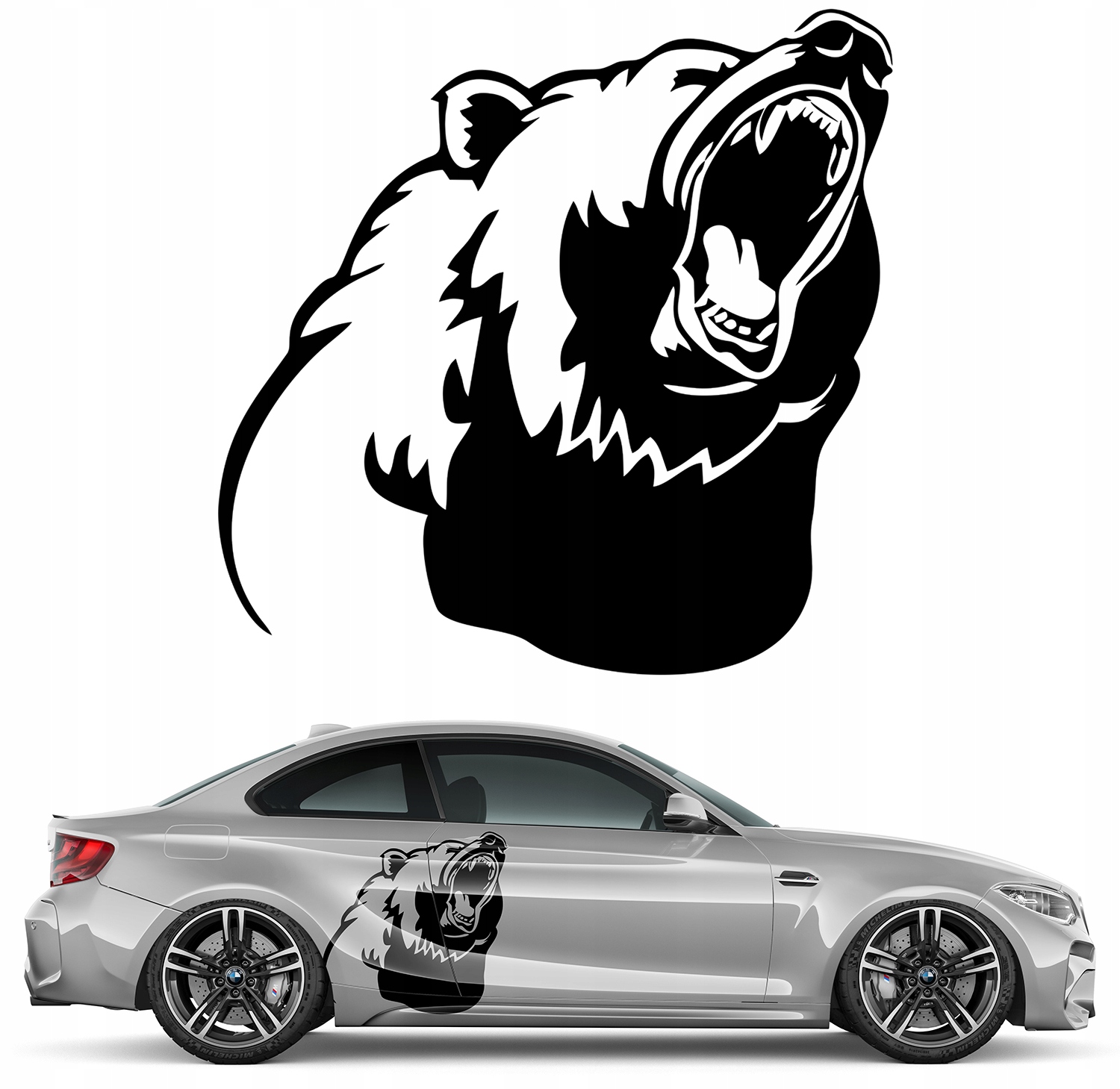 Naklejka Grafika na auto maskę Groźny Niedźwiedź Bear Misiek Animal 59x60