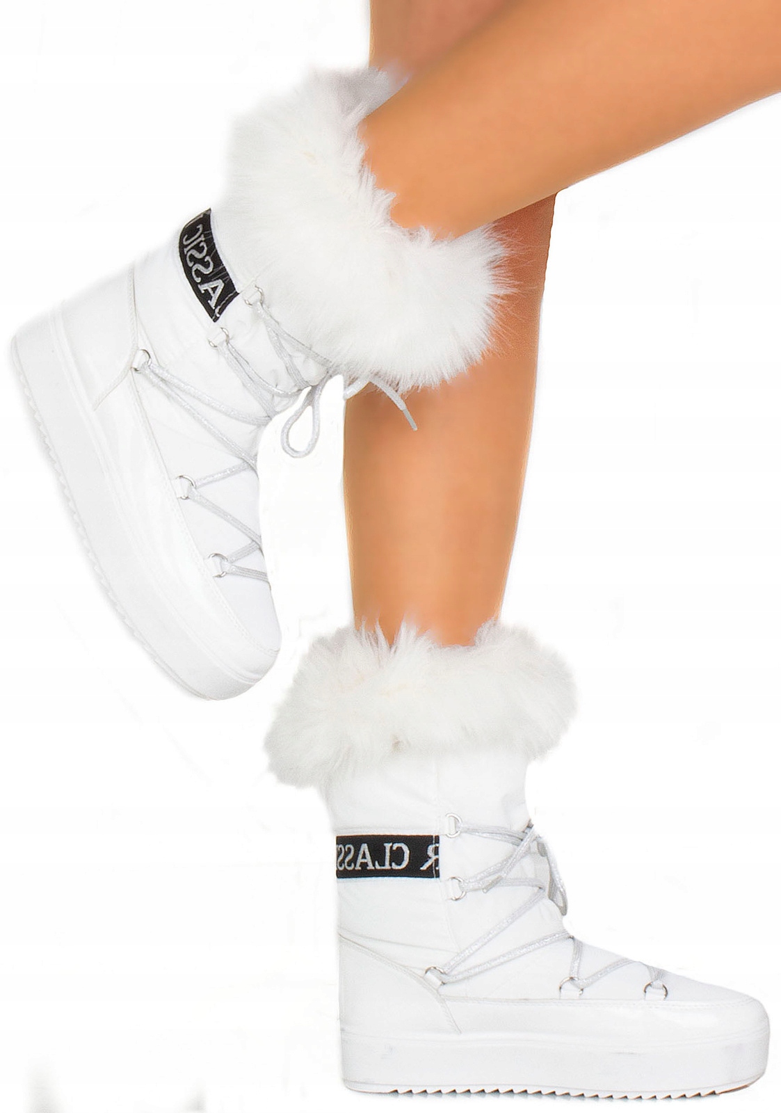 7817 BIAŁE ŚNIEGOWCE WSUWANE OCIEPLANE Z FUTERKIEM ZIMOWE 40 Rozmiar 40