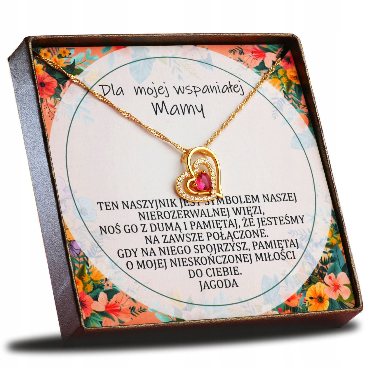 Stříbrný 925 pozlacený náhrdelník Srdce Dárek pro maminku od dcery