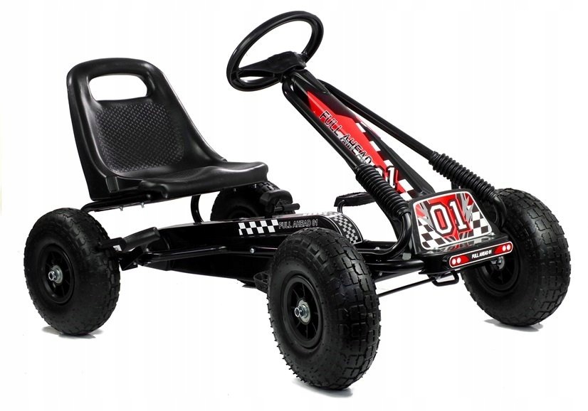 Gokart dziecięcy z pompowanymi kołami i hamulcem metalowy czarny