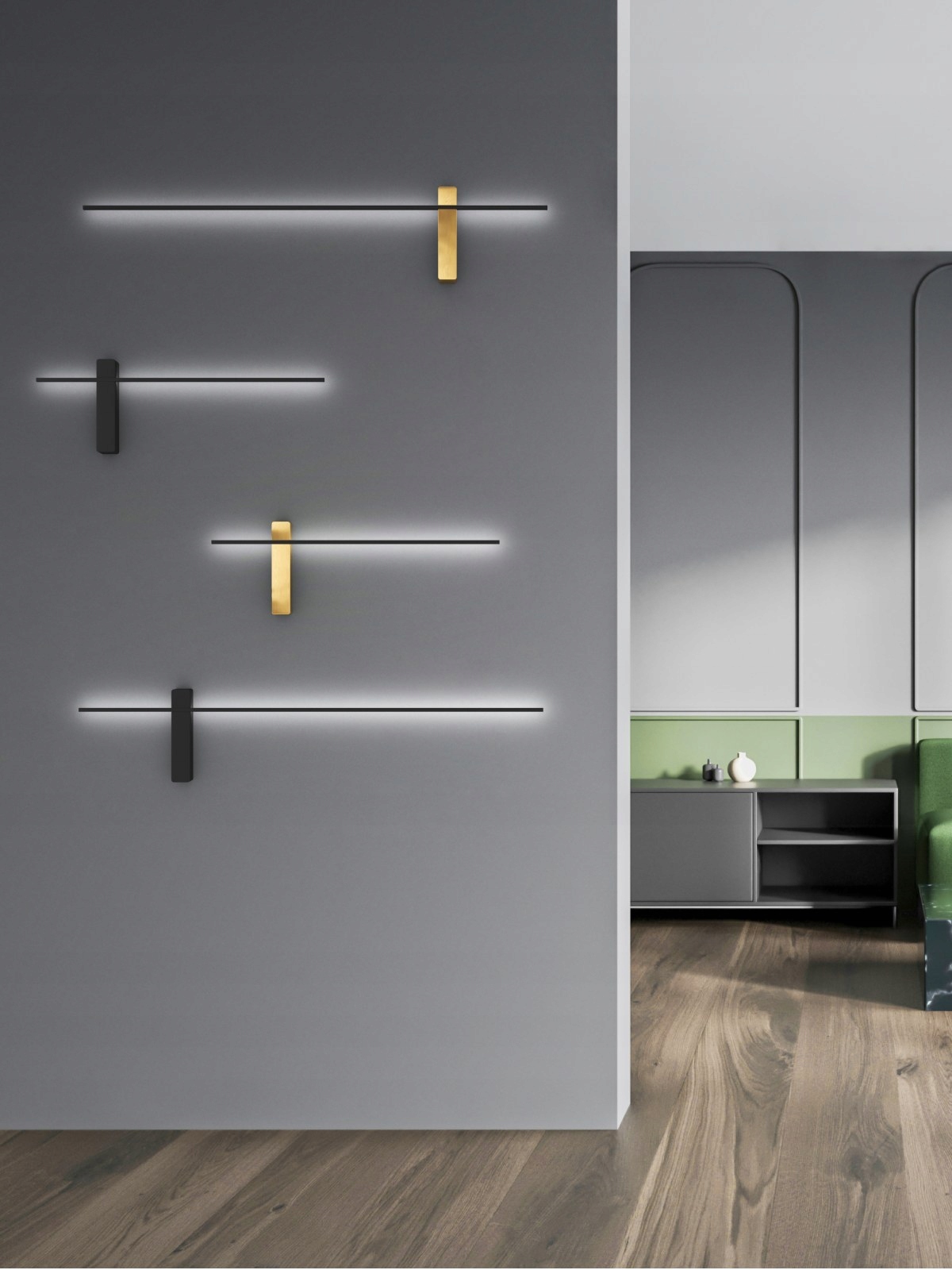 Fantastická nástenná lampa Bene Parette Nero 60 futuristická do obývačky