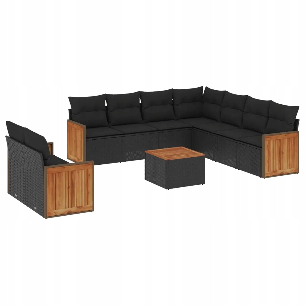 Modulární sedací souprava z černého Pe ratanu, 55-62 x 62-69 x 37-69 cm