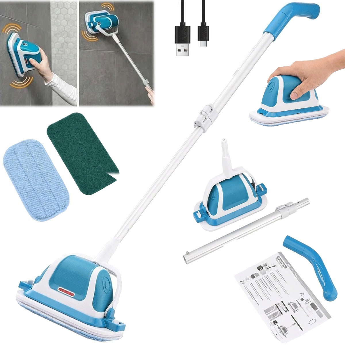 Elektrický vibrační kartáč 40 minut provozu s otočnou hlavou o 180°