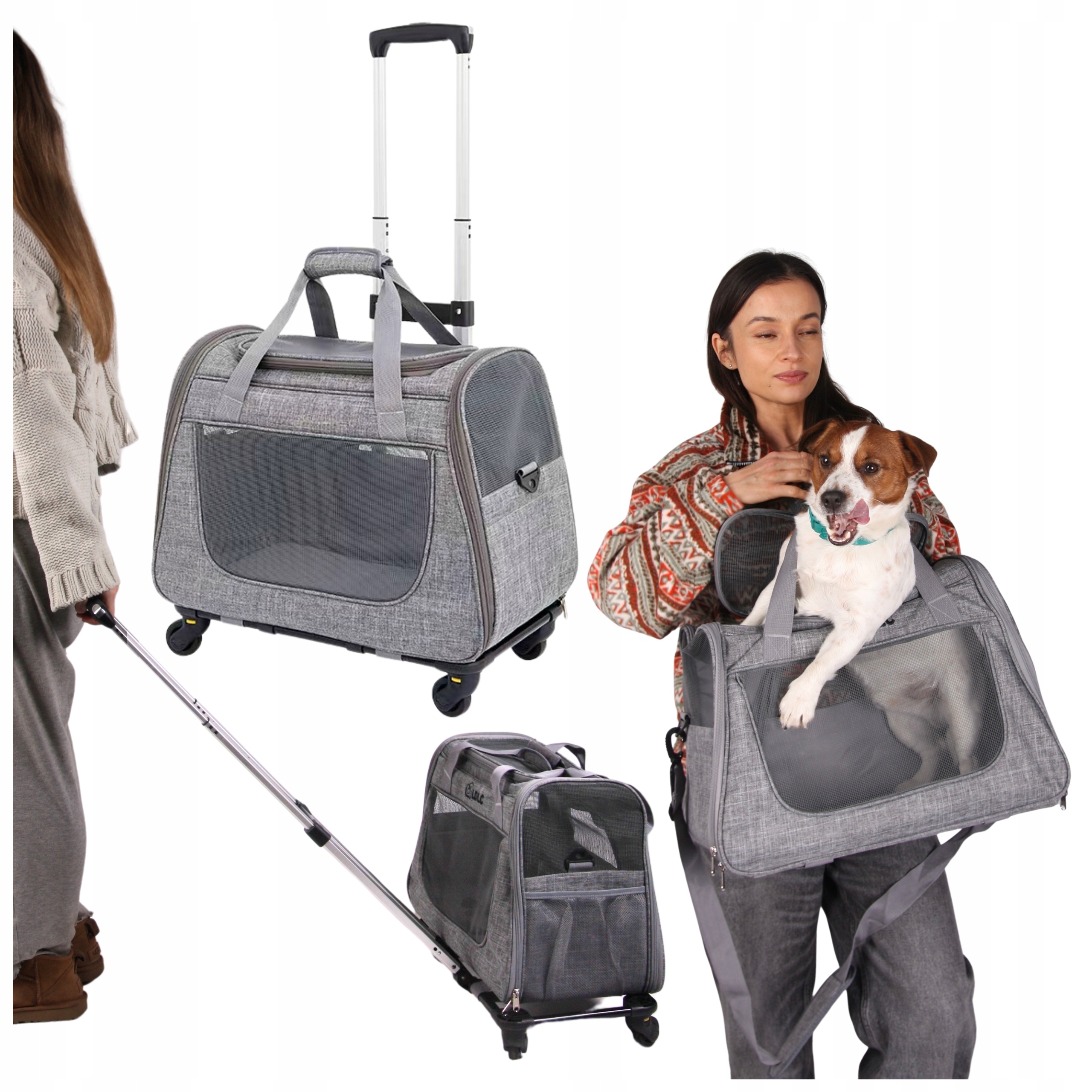 Levně Přepravní Taška Pro Psa Kočku Kočárek Zvířat Přepravka Na Kolečkách Skládací