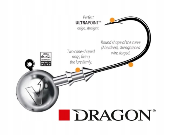 Mocna i ostra Główka jigowa DRAGON V-POINT BIG GAME 8/0 50g 3sztuki Model V-POINT BIG GAME