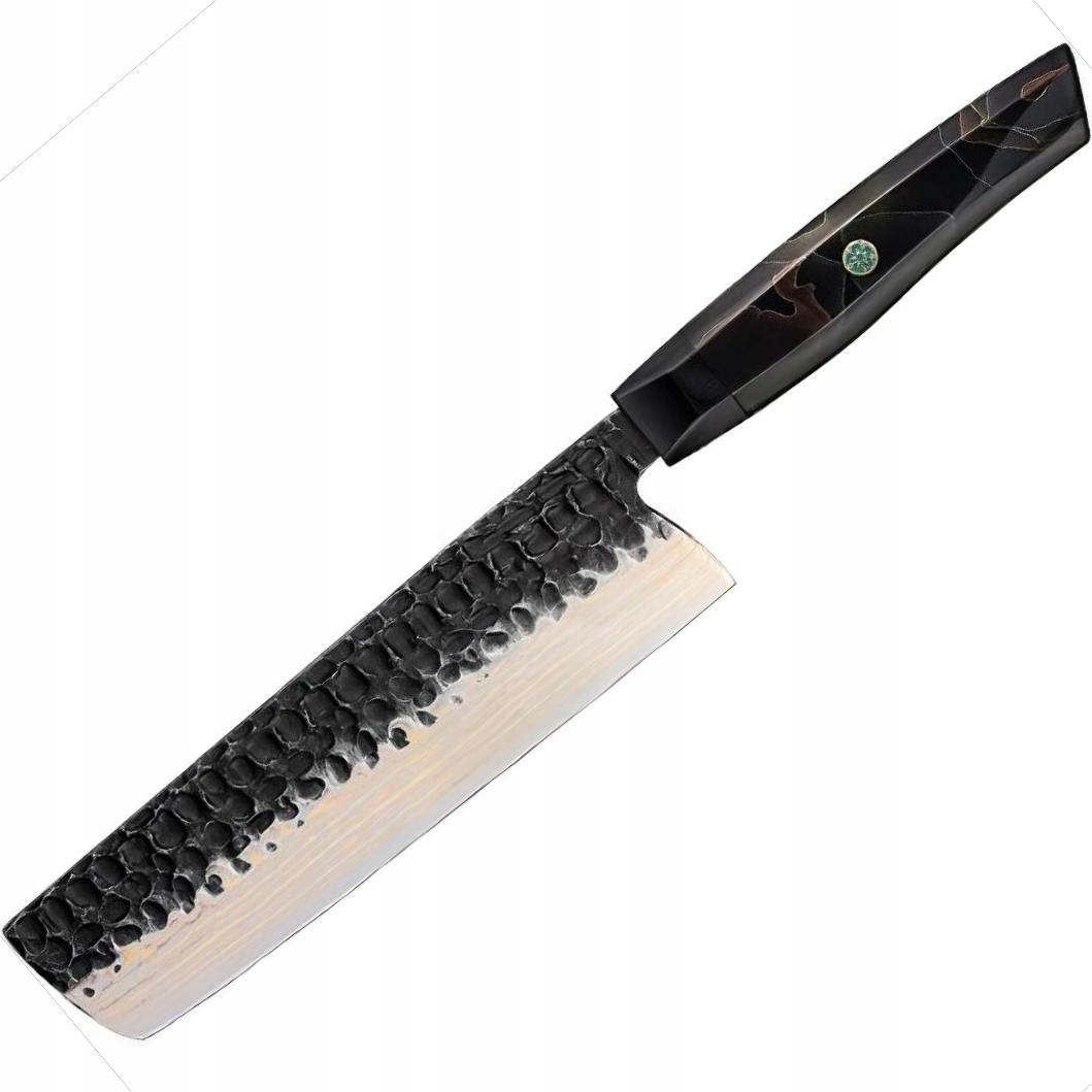 Damaškový kuchynský nôž Zankoku Nakiri/Čierna/Hnedá KP-37582