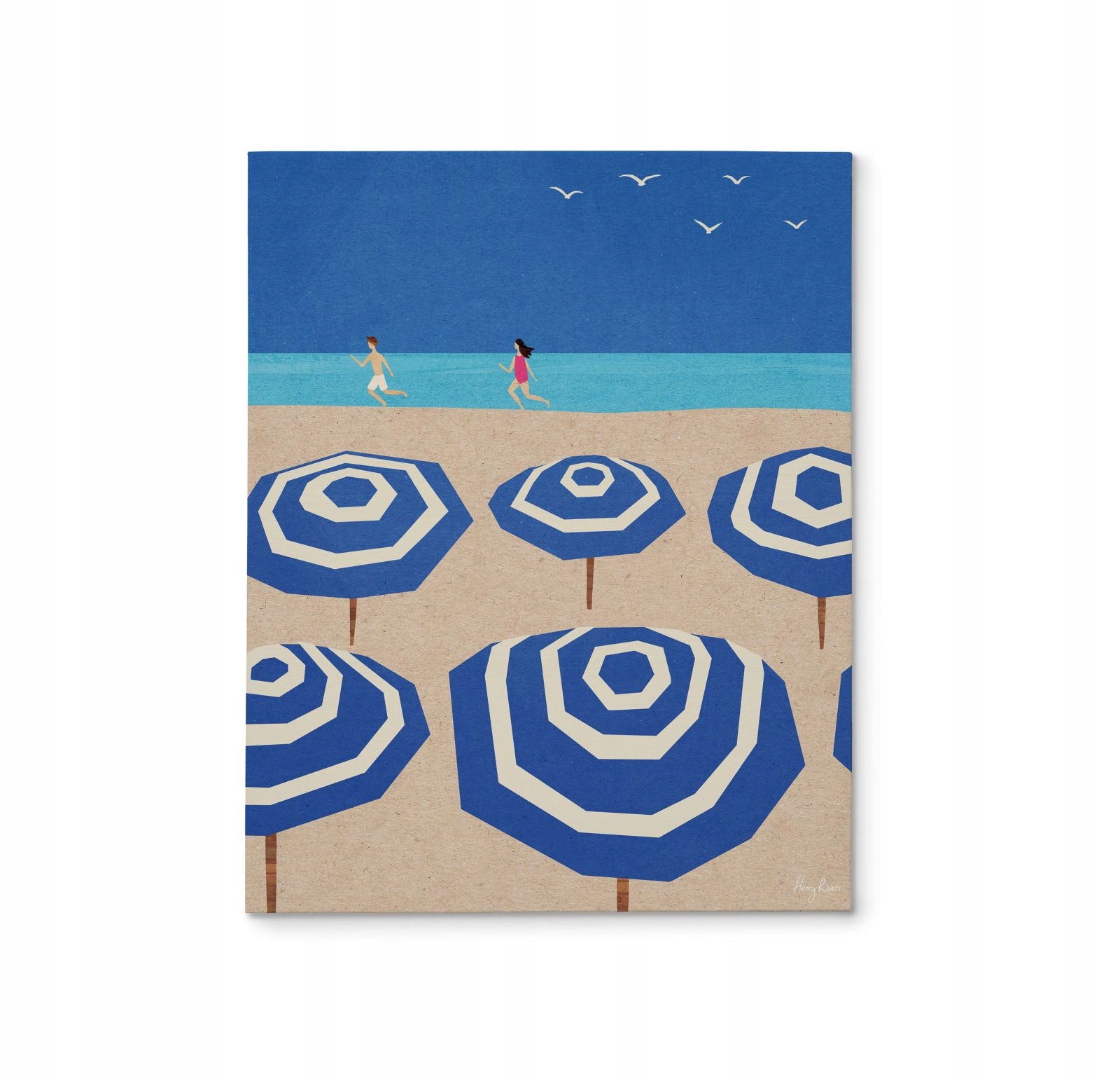 Obraz na płótnie Henry Rivers Niebieskie parasole 40x50 cm Obrazy na ścianę