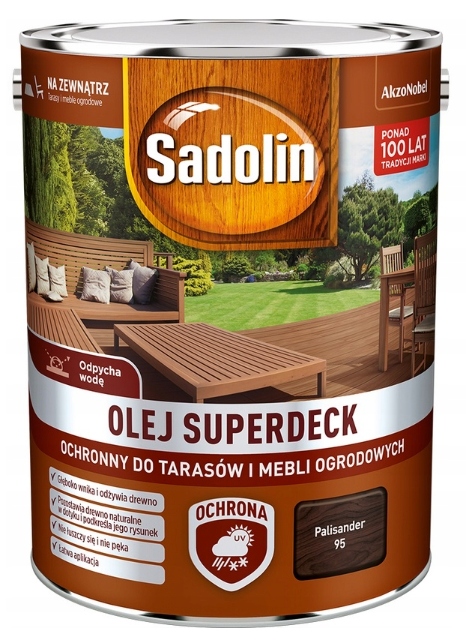 Olej do drewna tarasów płotów elewacji Sadolin Superdeck palisander 5l