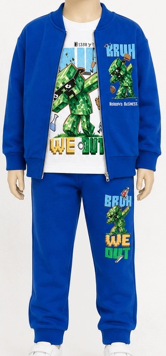 3 częściowy dres minecraft 128 bluza spodnie bluzka komplet