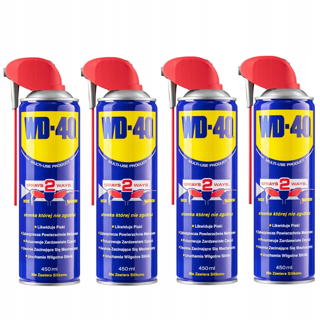 WD-40 Preparat Wielofunkcyjny 450ml aplikator, odrdzewiacz zestaw 4 sztuk