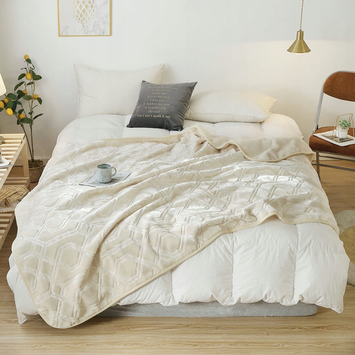 Koc Tłoczony 160x200 Akrylowy VITO krem Kod producenta 03767