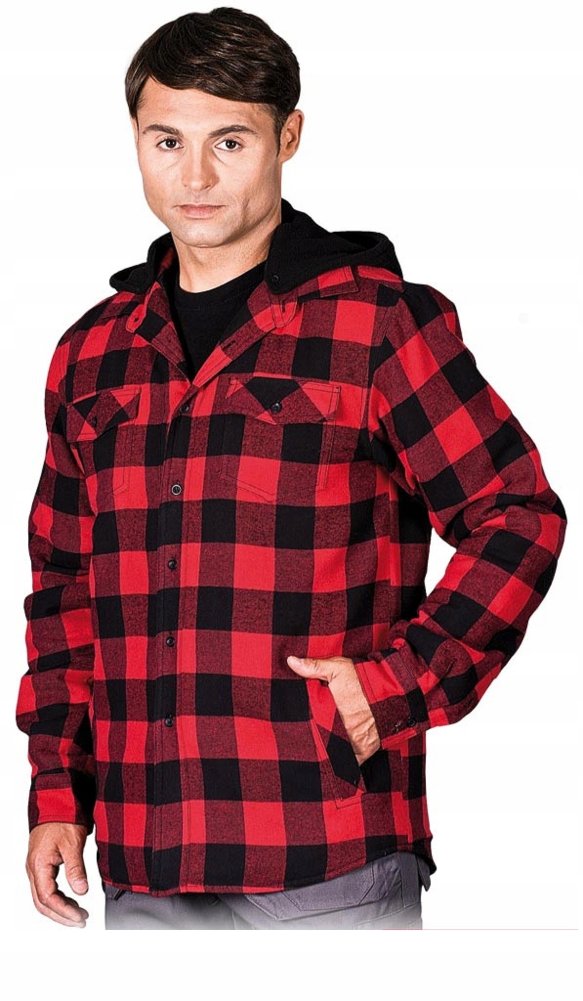 Zateplená Ochranná Košile S Kapucí Reis Kfwinhood M Červeno-černá