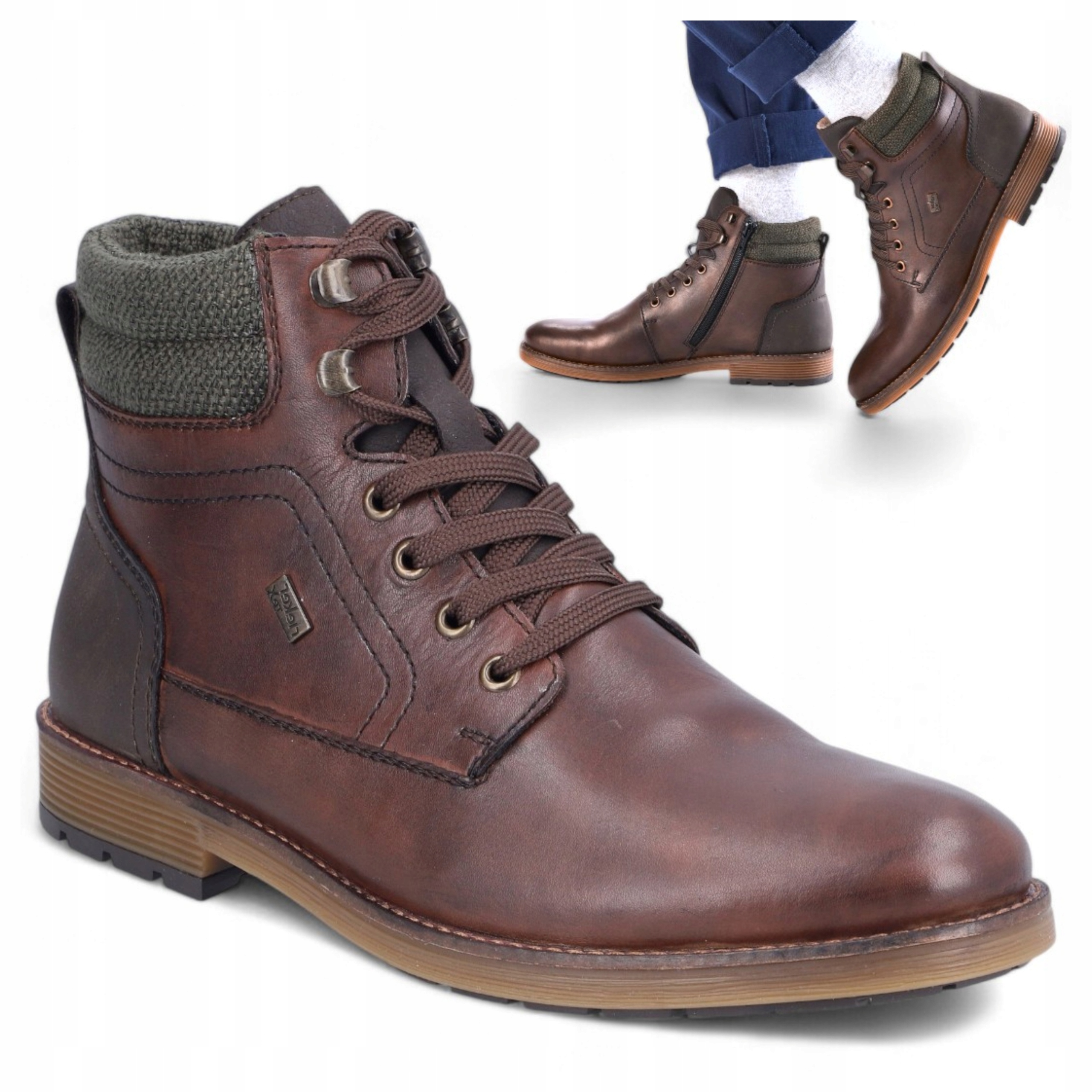 42 Rieker Pánské kožené zimní boty Kotníkové Boty Zateplené polobotky Vysoké