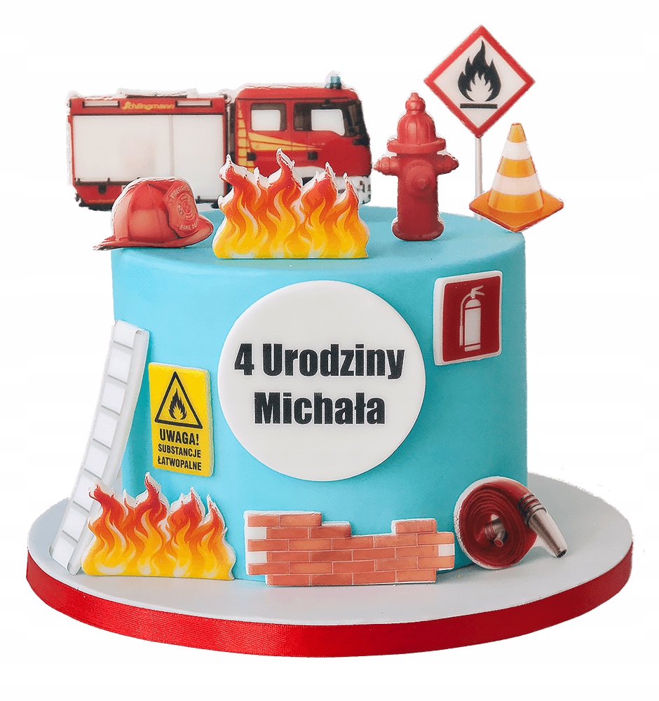 Zestaw Dekoracje na Tort Straż Pożar 12 El. 2D