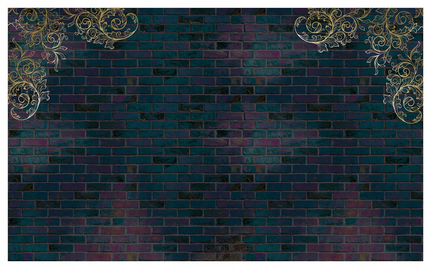 Tapeta Cihlová zeď se zlatem Loft-Šik Zlaté vzory na cihle 200x140 lepidlo