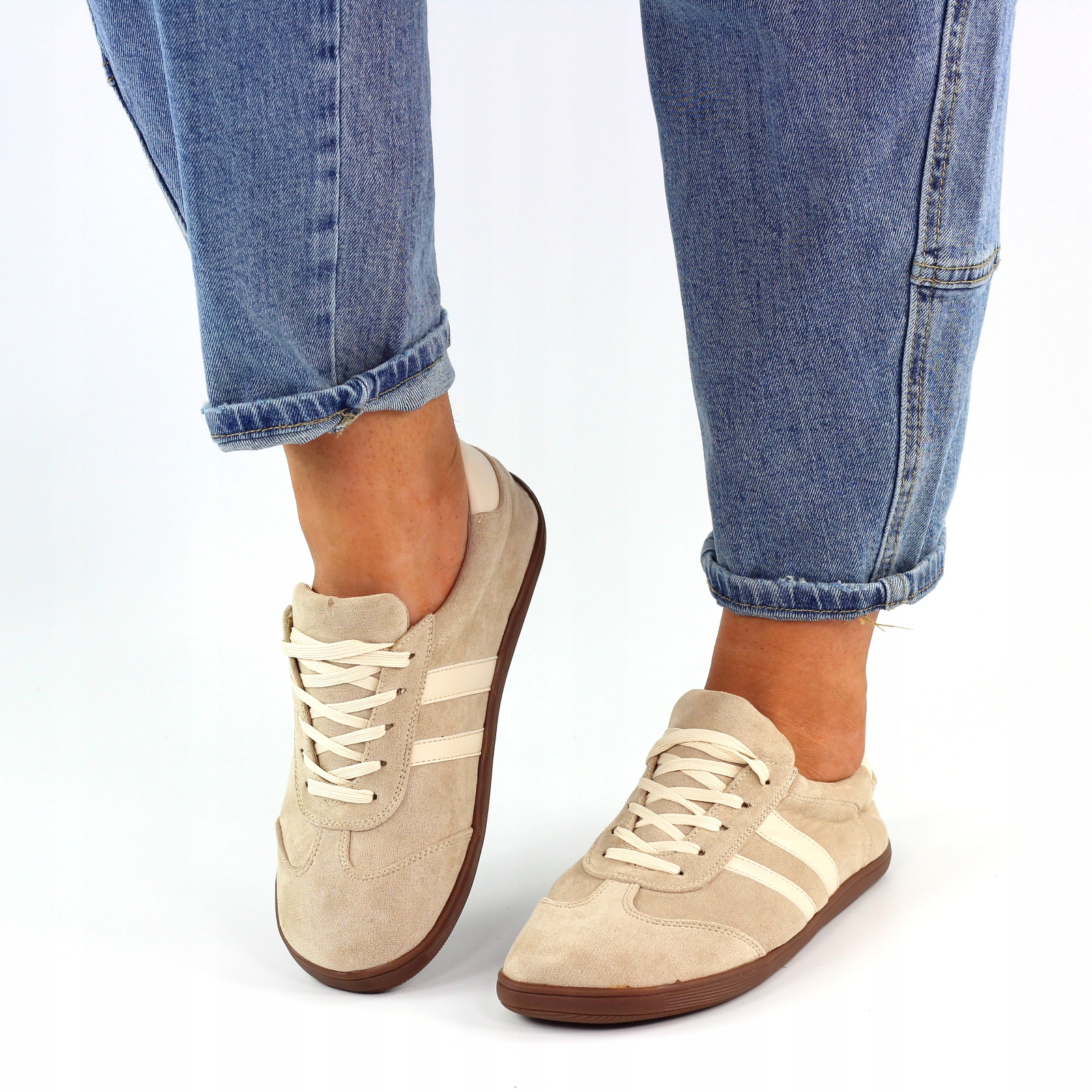 Béžové Šněrovací Dámské Barefoot Semišové Tenisky Premium [Velikost 38]
