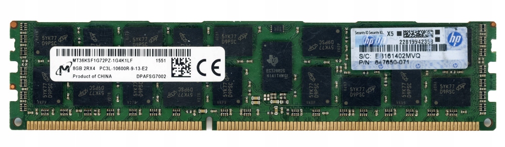 Hp 647650-071 8GB DDR3 1333MHz Reg Ecc MT36KSF1G72PZ-1G4K1LF