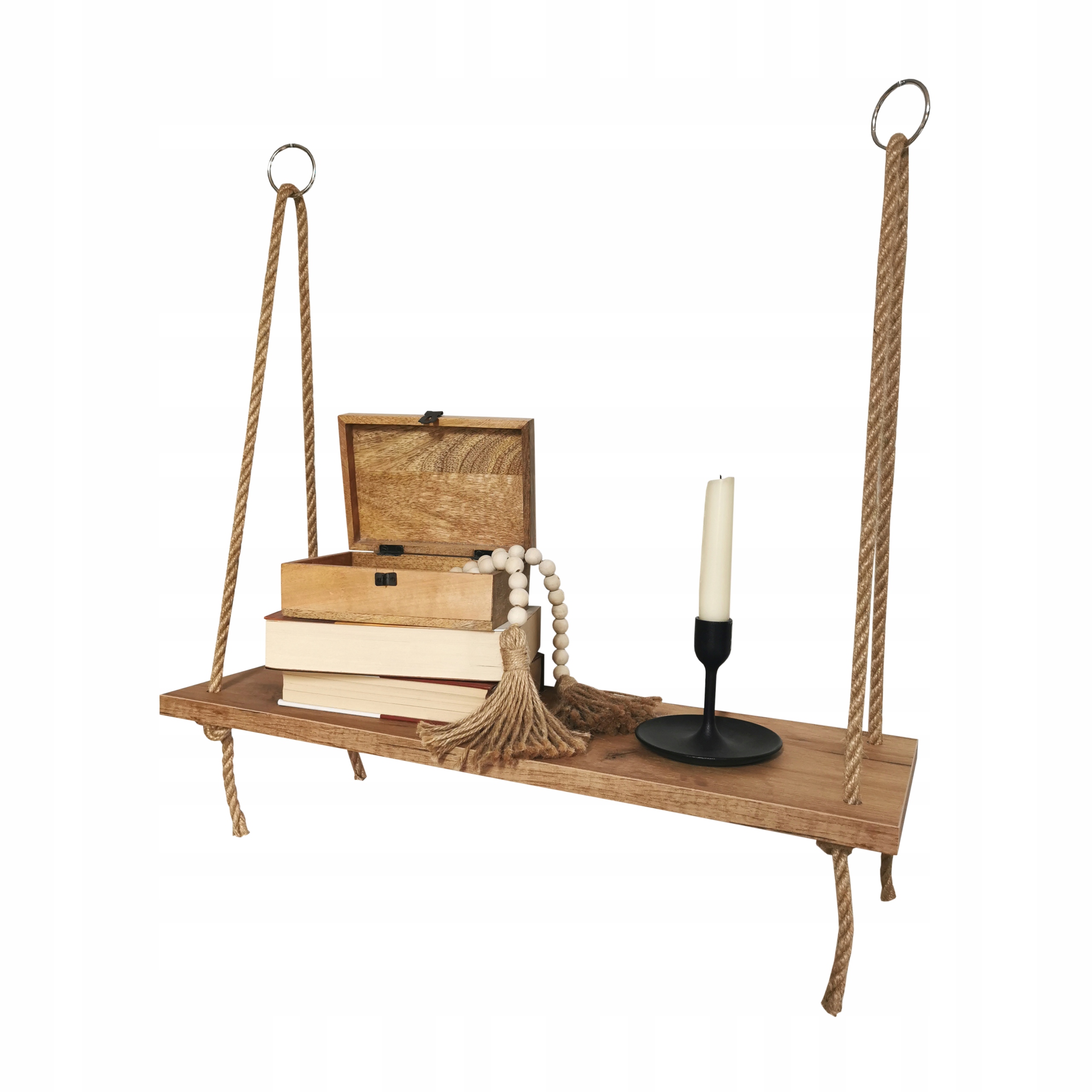 

Półka na sznurkach linach, złoty dąb 56 cm