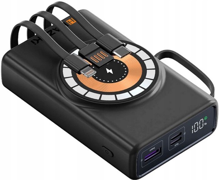 Magnetická Powerbanka MagSafe 20000mAh Hazaki 22,5W Rychlé Nabíjení Vestavěné Kabely