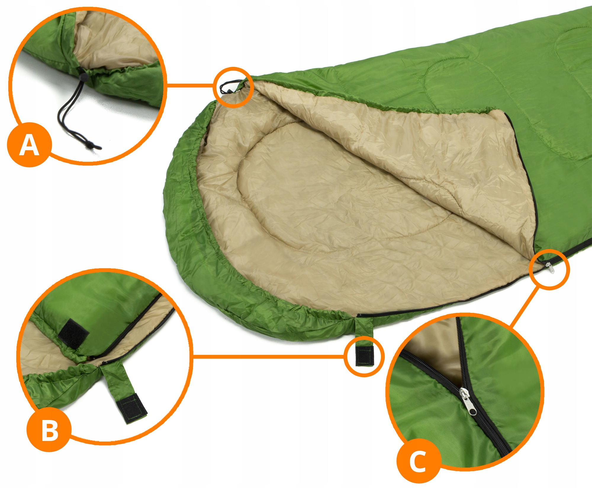 ŚPIWÓR TURYSTYCZNY MUMIA LEKKI KAPTUR ABARQS Model M.850.Z