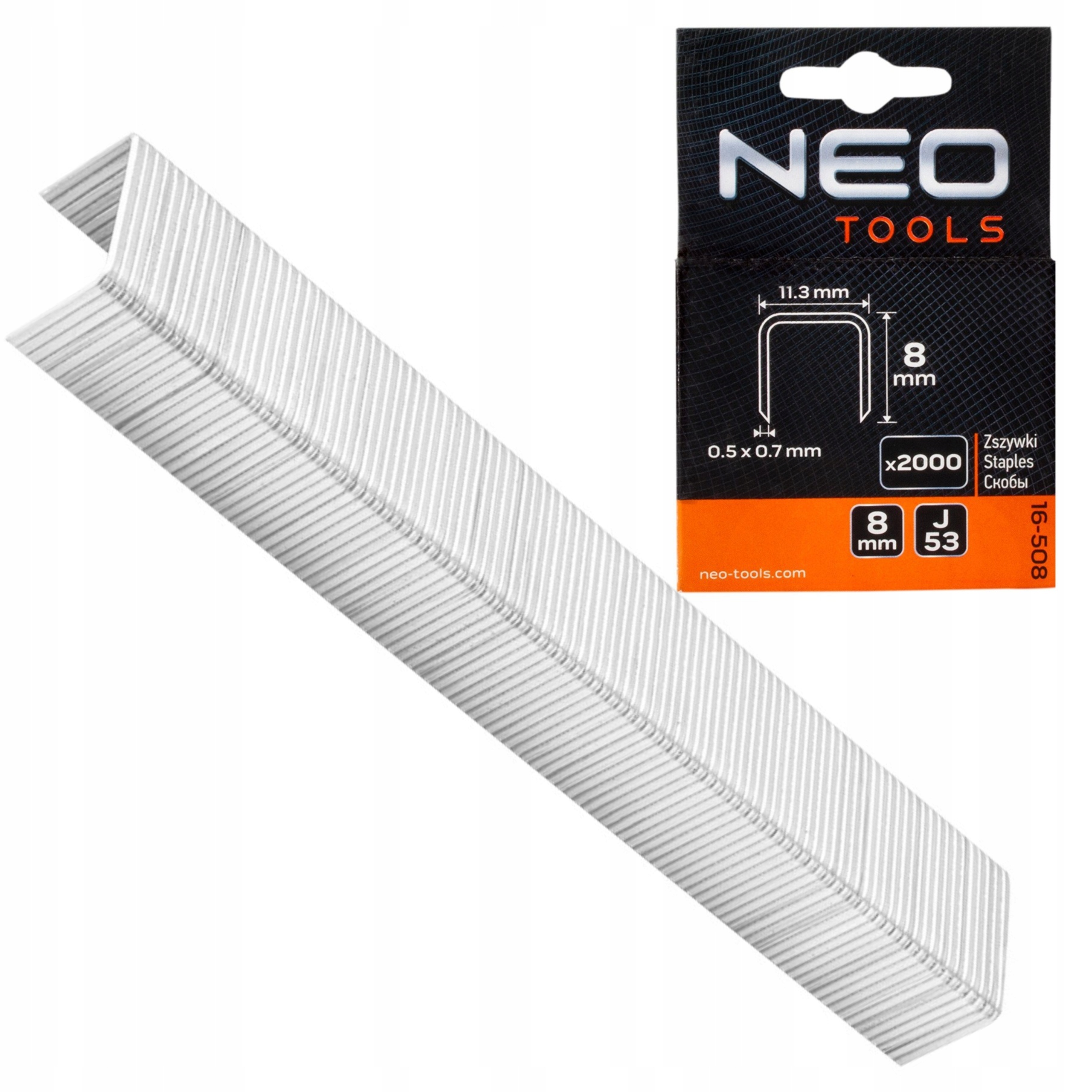 ZSZYWKI TYP J/53 8MM 2000 SZTUK NEO TOOLS 16-508 Marka Neo Tools