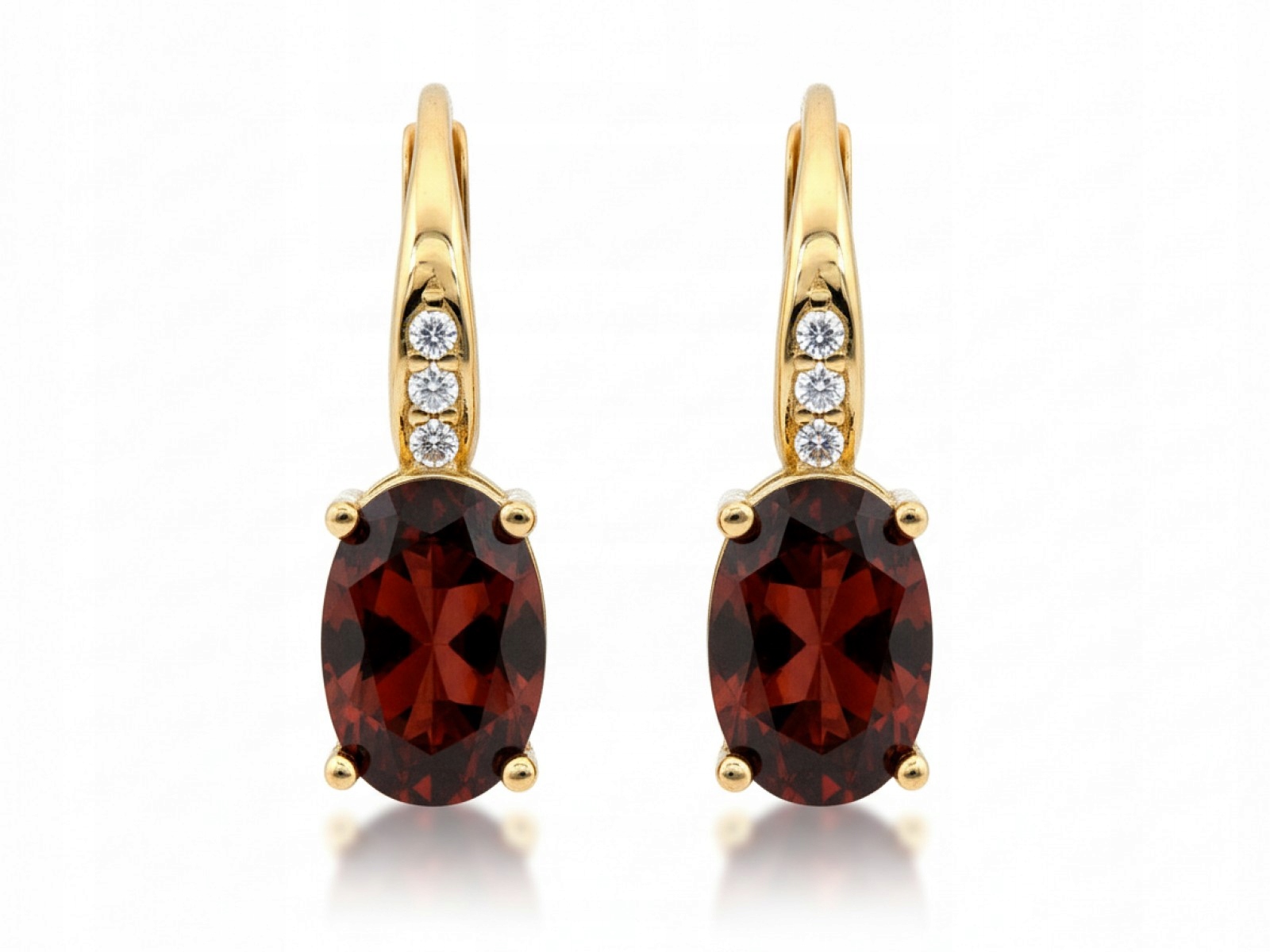 Zlaté náušnice 585 rubín se zirkonem, elegantní a stylové pro maminku