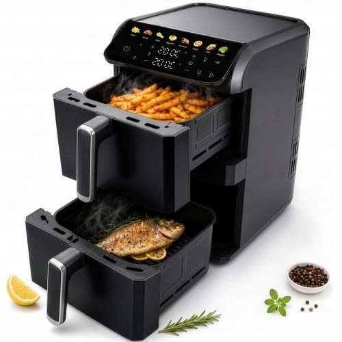 Teplovzdušná Fritéza Air Fryer Fritéza 10L Dvojkomorová 2700W Led