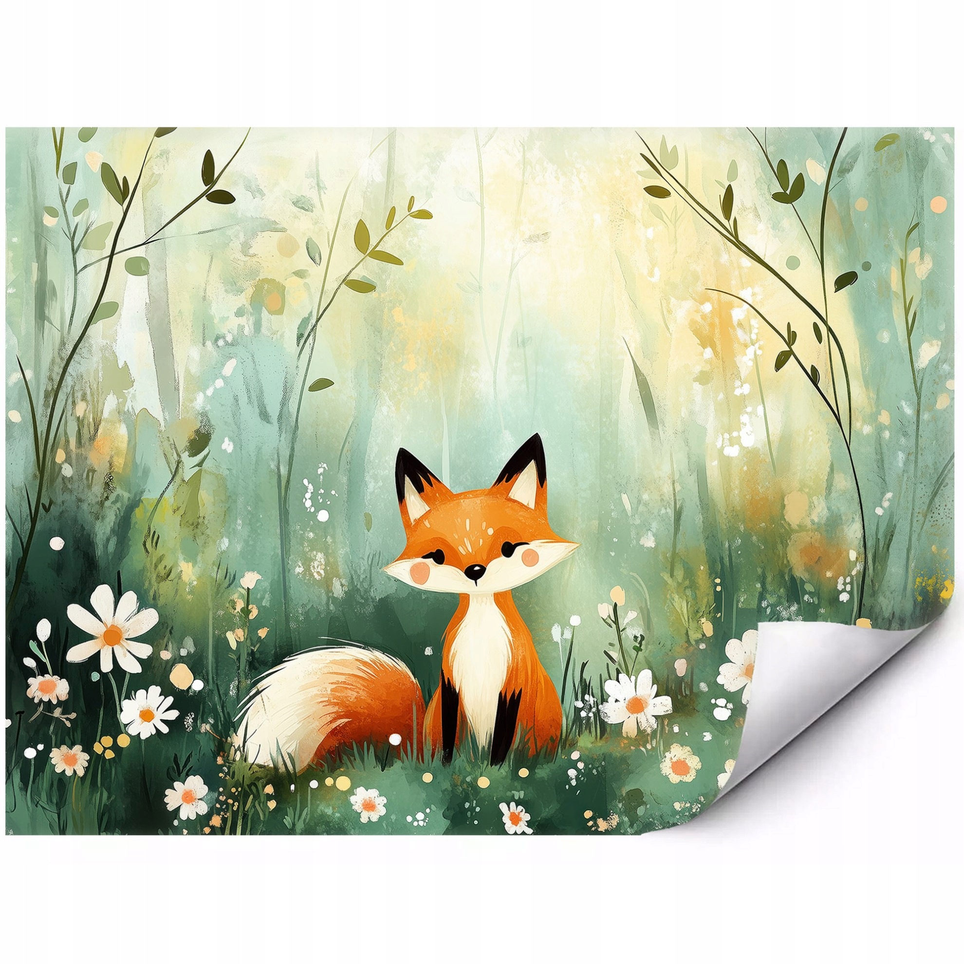 Fototapeta Liška mezi polními květy Premium 150 x 105 cm