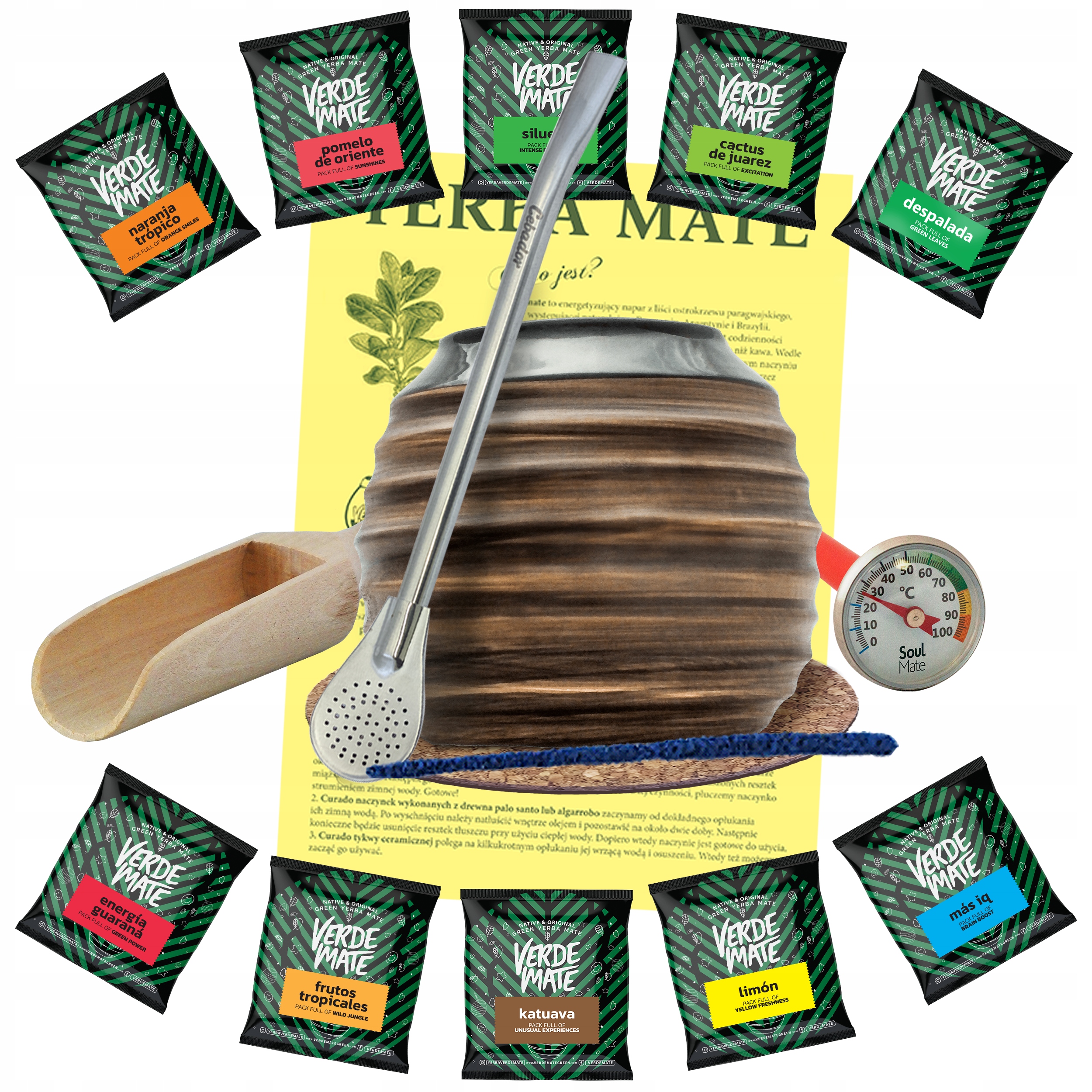 Levně Sada Tykev medová Yerba Mate 10x50 g teploměr