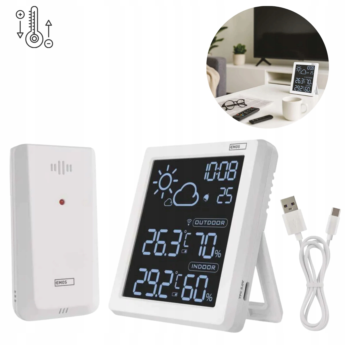 Domácí bezdrátová meteostanice E8647W