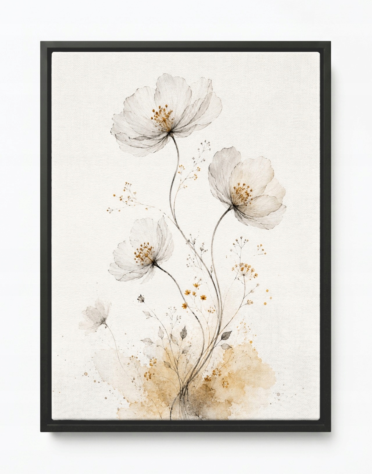 Obraz Rám Americký Box Akvarel Květiny Maki Zahrada Louka Scandi Boho 60x80