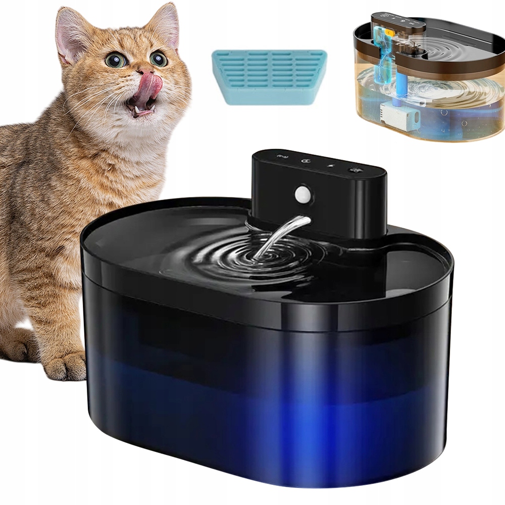 Levně Nabíjecí Nápoj Pro Zvířata Usb 3 Režimy Filtrace 4 Vrstvy Černý Abs