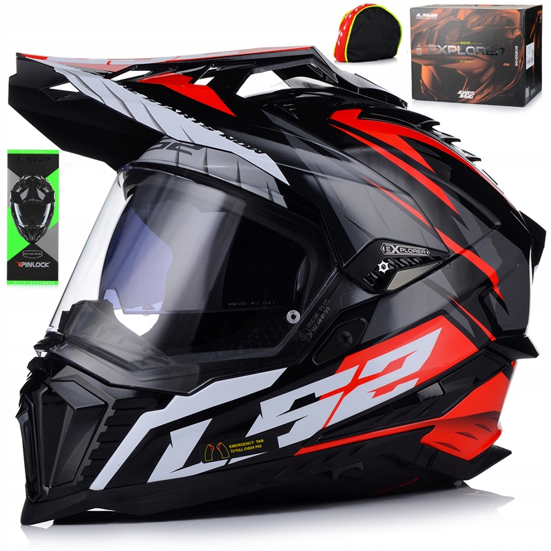 Motocyklová Prilba LS2 MX701 Explorer Spire Red Pinlock Blenda 22.06