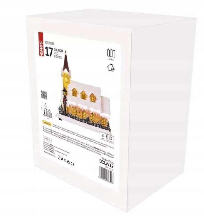 ŚWIĄTECZNY KOŚCIÓŁ DEKORACJA 17 LED 26x16x29 CM, 3x AA WW (CIEPŁA BIEL) Marka Emos