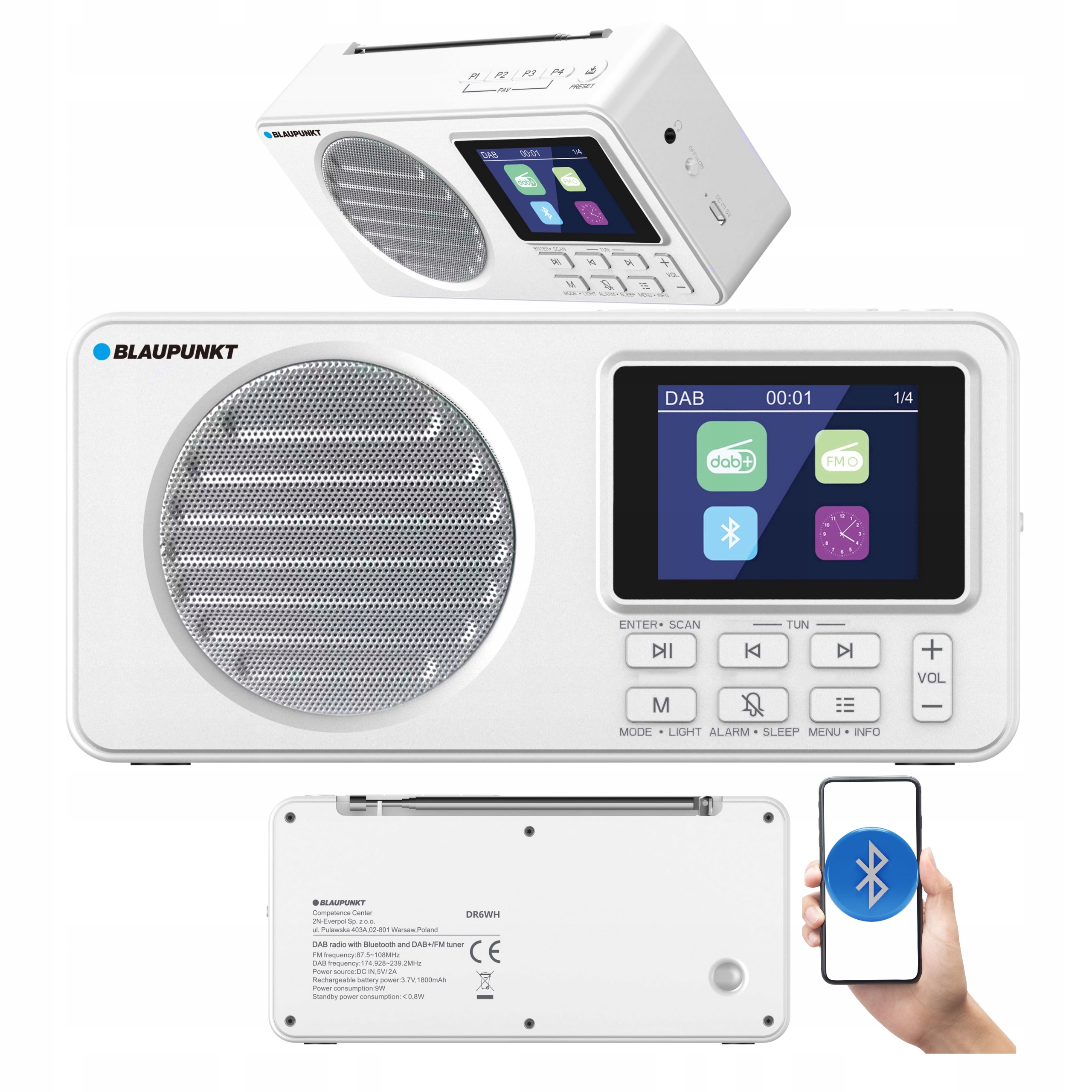 Radio Przenośne Akumulatorowe Kuchenne Budowlane Dab+ Blaupunkt DR6WH